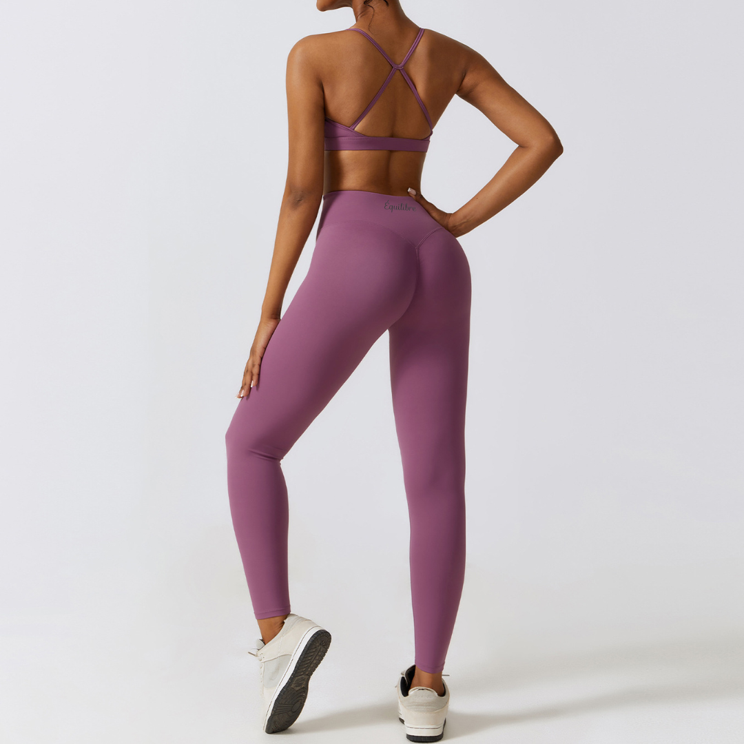 Pink Long Yogi legging - EquilibreActiveWear